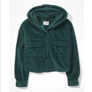 AE corduroy cropped button up top